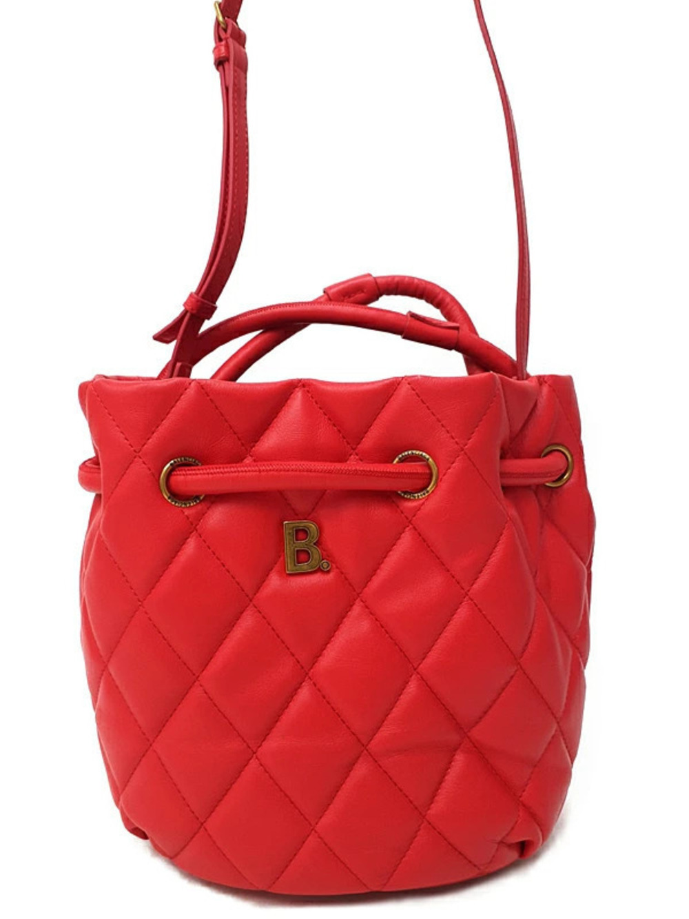 Balenciaga Quilted Touch Bucket Bag red leather